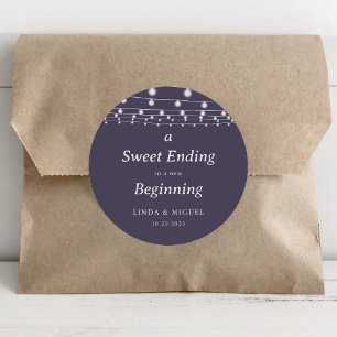 A Sweet Ending to a New Beginning Wedding Classic Round Sticker