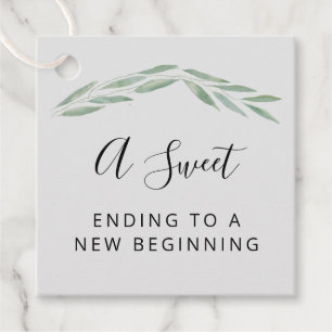 A Sweet Ending to a New Beginning Wedding Favour Tags