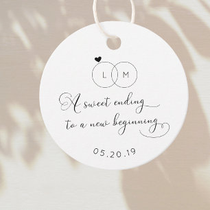 A Sweet Ending to a New Beginning Wedding Favour Tags