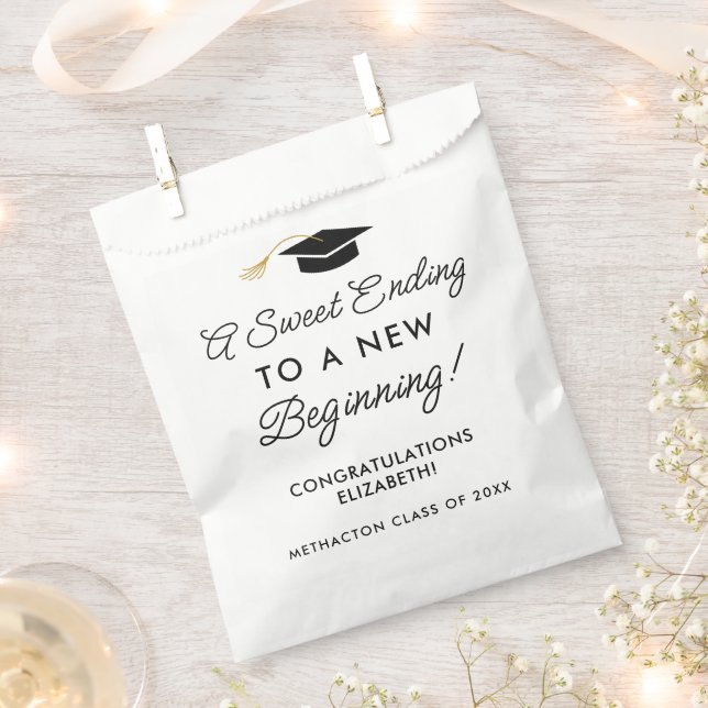 A Sweet Ending To New Beginning Graduation Favour Favour Bag (Clipped)