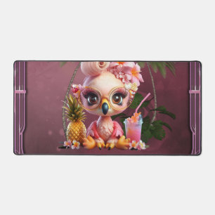 A sweet flamingo in a tropical paraise desk mat