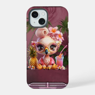 A sweet flamingo in a tropical paraise iPhone 15 case