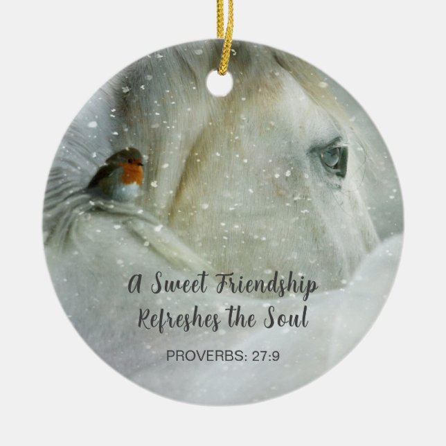 A Sweet Friendship Horse and Bird Ornament (Front)