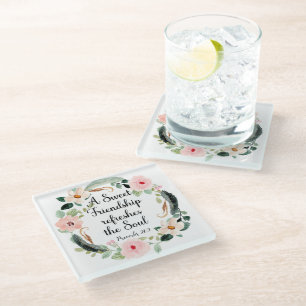 A Sweet Friendship refreshes the Soul Glass Coaster