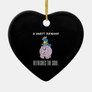 A Sweet Friendship Refreshes The Soul Purple Hippo Ceramic Ornament