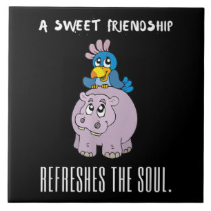 A Sweet Friendship Refreshes The Soul Purple Hippo Ceramic Tile