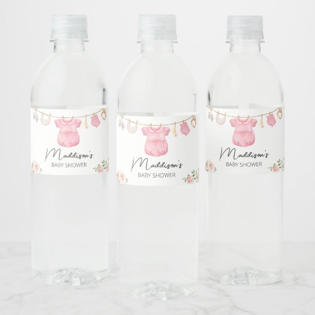 A Sweet Girl Baby Clothes  Water Bottle Label (Bottles)