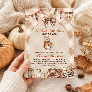 A Sweet Little Acorn Woodland Fall Baby Shower Invitation