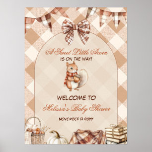 A Sweet Little Acorn Woodland Fall Baby Shower Poster