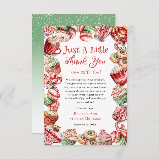 A Sweet Little Baby Candy Frame Girl Baby Shower Thank You Card (Front/Back)