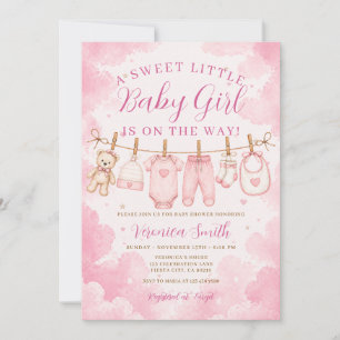 A Sweet Little Baby Girl Is On The Way Baby Shower Invitation