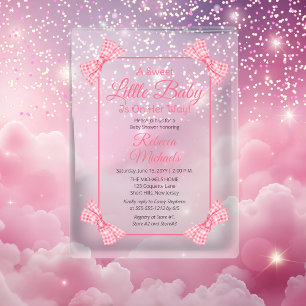 A Sweet Little Baby Pink Bows Girl Baby Shower Acrylic Invitations