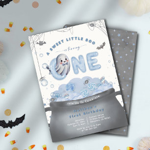 A Sweet Little Boo Is Turning One 1st Birthday Invitation