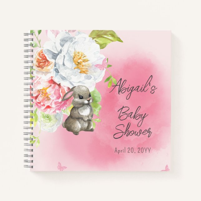 A Sweet Little Bunny Girl Baby Shower Guest Book (Front)