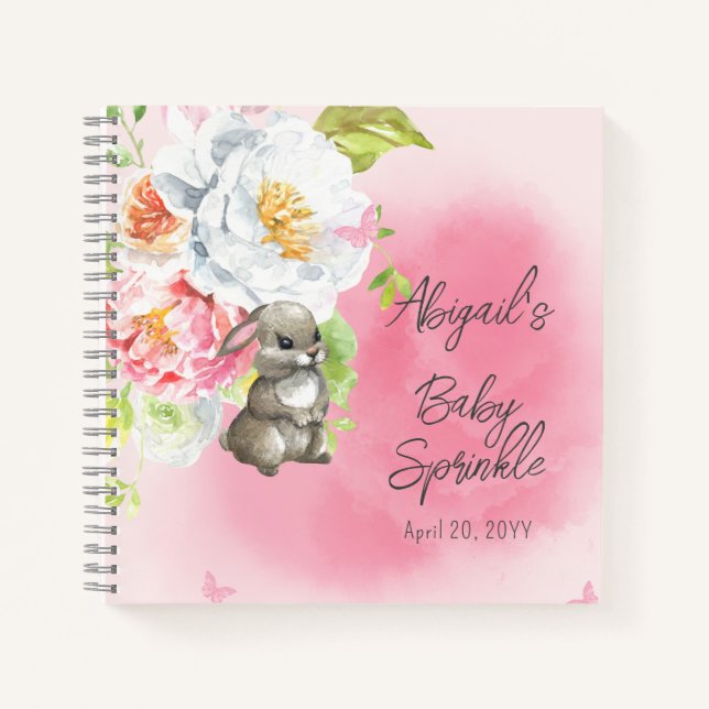 A Sweet Little Bunny Girl Baby Sprinkle Guest Book (Front)