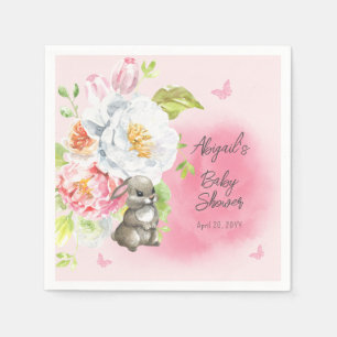 A Sweet Little Bunny Pink Girl Baby Shower  Napkin
