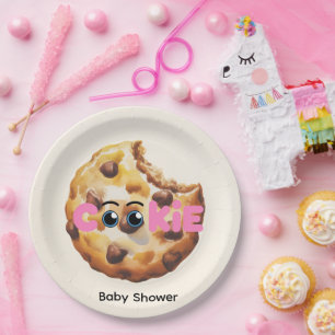 A Sweet Little Cookie Pink Baby Shower Paper Plate