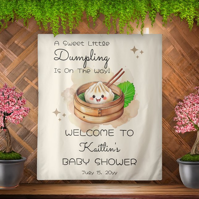 A Sweet Little Dumpling Kwai Baby Shower Backdrop Tapestry (A Sweet Little Dumpling Kwai Baby Shower Large Backdrop)