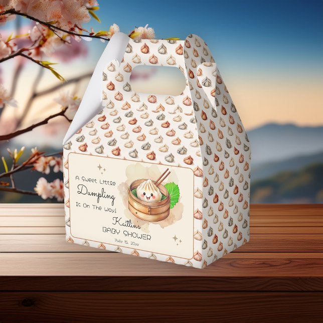A Sweet Little Dumpling Kwai Theme Baby Shower  Favour Box ("A Sweet Little Dumpling Is On The Way!" Kwai Steamed Dumpling Baby Shower Favor Boxes)