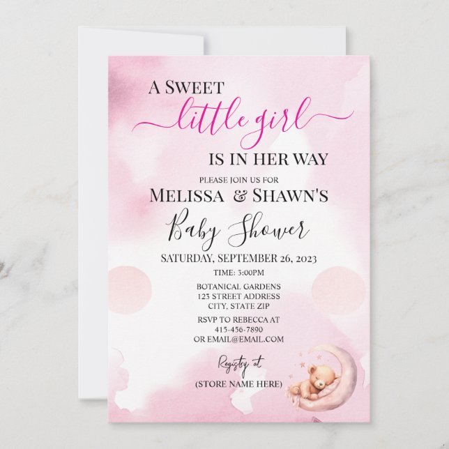 A Sweet Little Girl Baby Shower Invitation (Front)