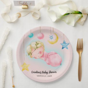 A sweet little girl Baby Shower Paper Plate