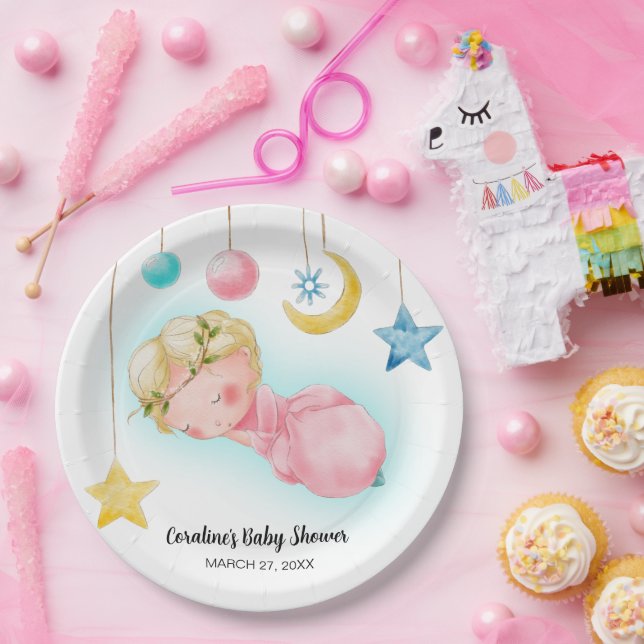A sweet little girl Baby Shower Paper Plate (Party)