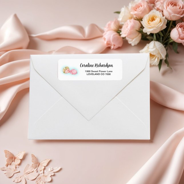 A sweet little girl Baby Shower Return Address Label (Creator Uploaded)