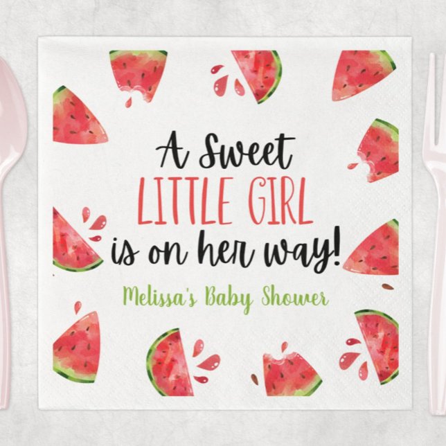 A Sweet Little Girl Watermelon Baby Shower Napkin (Creator Uploaded)