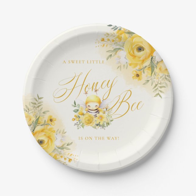 A Sweet Little Honey Bee Baby Shower Paper Plate (Front)