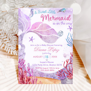 A Sweet Little Mermaid Baby Shower Party  Invitation