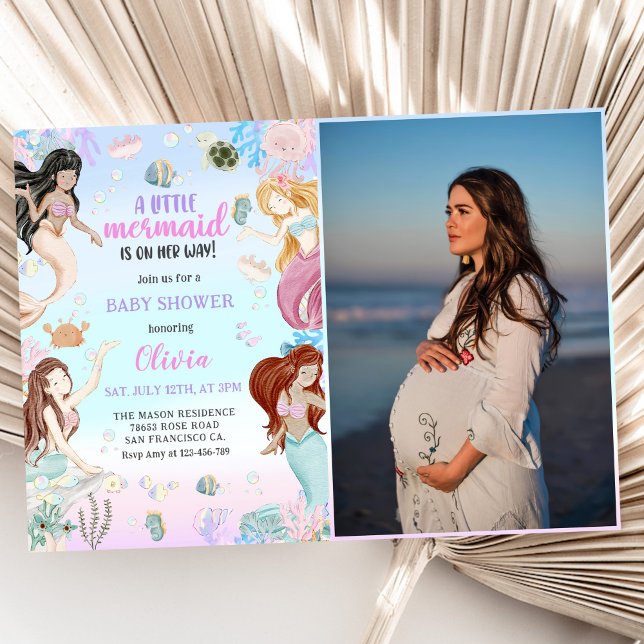 A Sweet Little Mermaid Baby Shower Party Photo Invitation (Creator Uploaded)