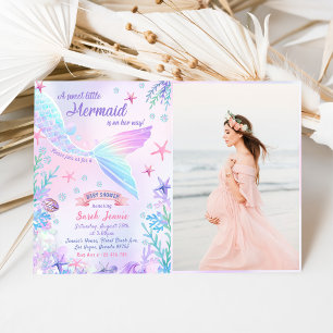 A Sweet Little Mermaid Baby Shower Party Photo Invitation