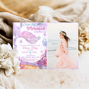 A Sweet Little Mermaid Baby Shower Party Photo Invitation