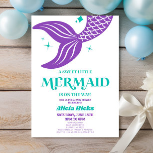 A Sweet Little Mermaid Is On The Way Baby Shower Invitation