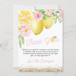 A Sweet Little One Lemon Baby Shower Thank You Card
