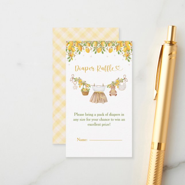 A Sweet Little One Lemon Citrus Baby Shower Enclosure Card (Front/Back In Situ)