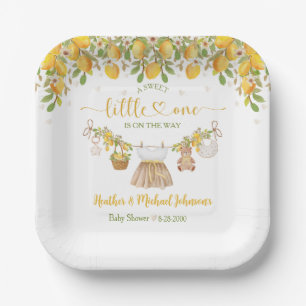 A Sweet Little One Lemon Citrus Baby Shower Paper Plate