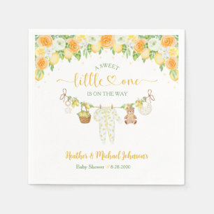 A Sweet Little One Lemon Citrus Floral Baby Shower Napkin