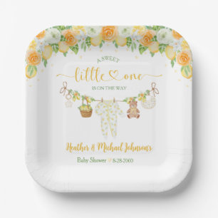 A Sweet Little One Lemon Citrus Floral Baby Shower Paper Plate