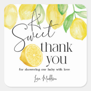 A sweet little one, Lemon theme, Baby shower,  Square Sticker