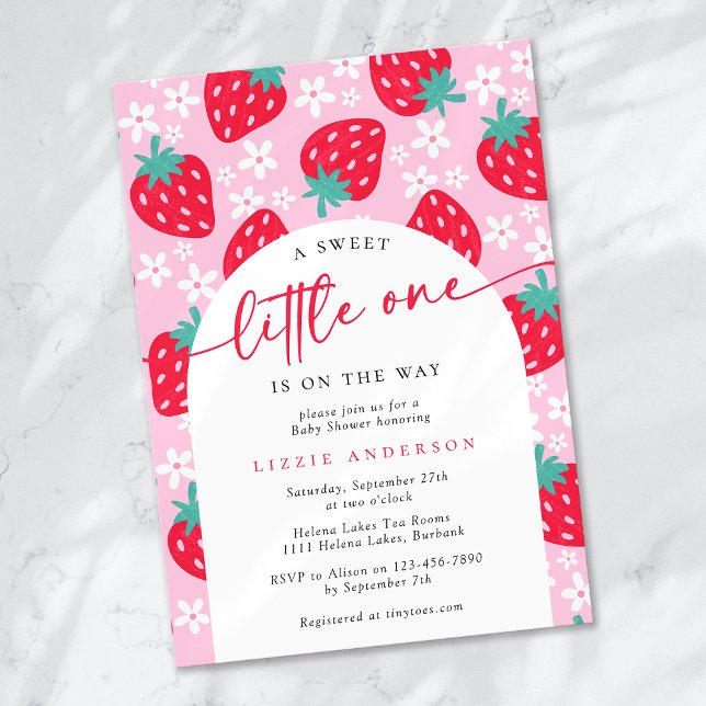 A Sweet Little One Strawberry Baby Shower Invitation (Creator Uploaded)