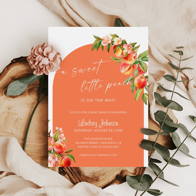 A Sweet Little Peach Baby Shower Bright Arch Invitation (Creator Uploaded)