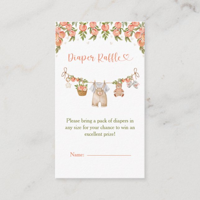 A Sweet Little Peach Clothesline Boy Baby Shower Enclosure Card (Front)