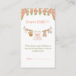 A Sweet Little Peach Clothesline Girl Baby Shower Enclosure Card