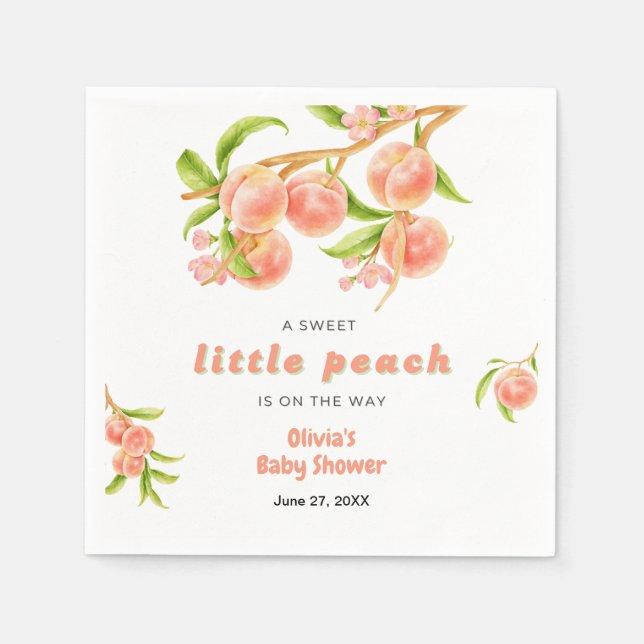 A Sweet Little Peach Fruit Baby Shower  Napkin (Front)