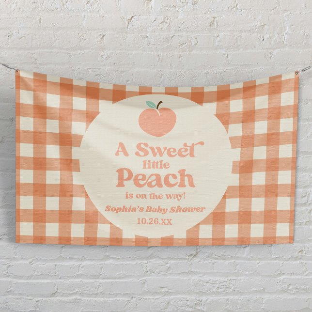 A Sweet Little Peach Fruit Pink Orange Baby Shower Banner (Creator Uploaded)