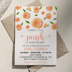 A Sweet Little Peach Girl Baby Shower Invitation