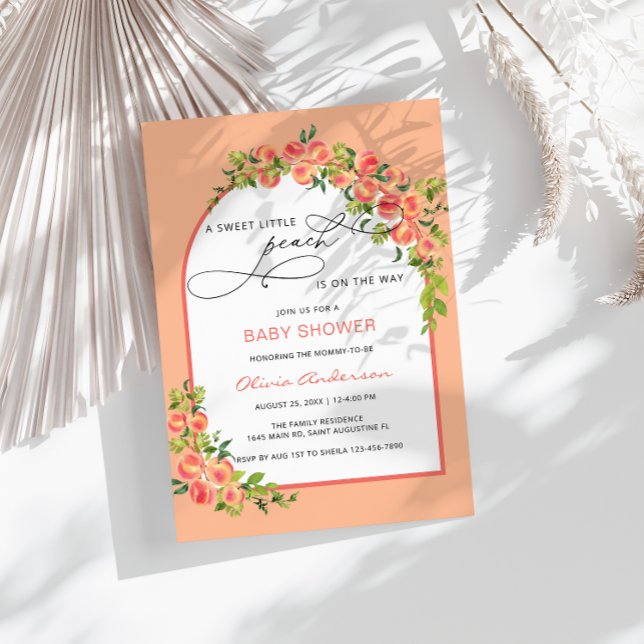 A Sweet Little Peach is on the Way Baby Shower Invitation (Creator Uploaded)