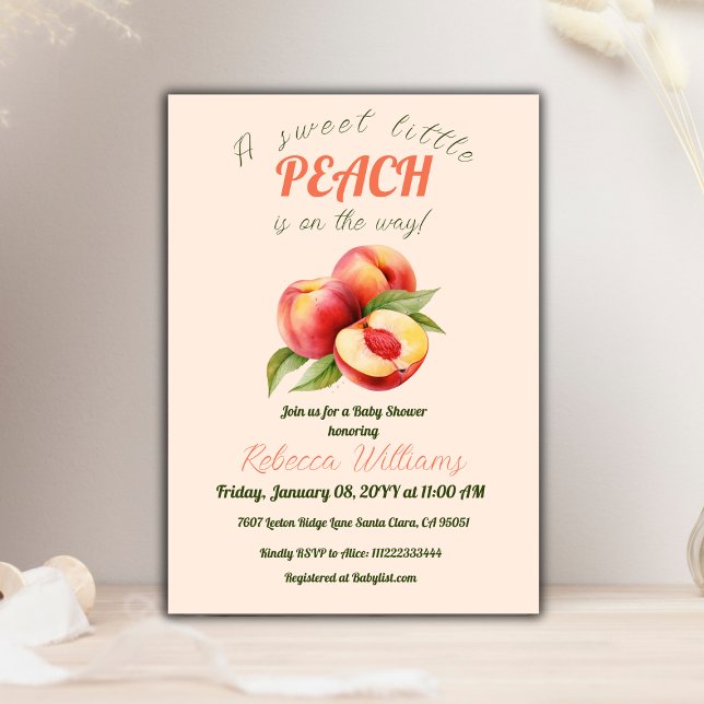 A Sweet Little Peach Summer Baby Shower Invitation (Creator Uploaded)