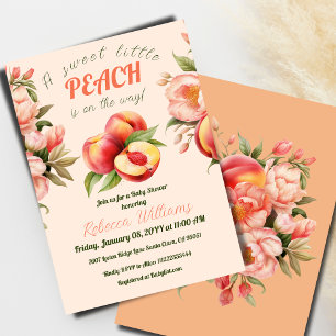 A Sweet Little Peach Summer Floral Baby Shower Invitation